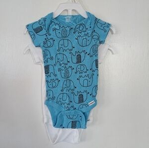2 pack blue onesies. NWOT. Blue and white, short sleeve